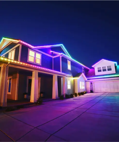 A house with permanent Christmas lights.